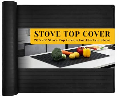 KitchenRaku Herdabdeckplatte Abdeckung 71X51cm , Spritzschutz Küche Herdabdeckplatte, Abdeckung schutz für Cerankochfelder, Staubdichte-Matte für Induktionskochfelder (Edles Schwarz)