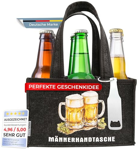 wortek Männerhandtasche, Bier Geschenke für Männer, Lustige Geschenke für Männer, Männergeschenke, Geburtstagsgeschenk für Männer, Bier Geschenke für Männer, Geschenk Mann, Flaschentasche
