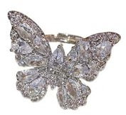 Funkelnder Schmetterlingsring, voller Diamant, Schmetterling, offener Ring, weiblicher Fingerring, Edelstahl, Kein Edelstein