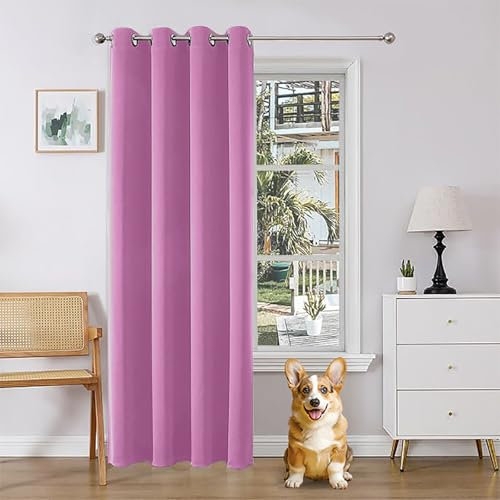 Joydeco Rideau occultant thermique à œillets - 210 x 132 cm (H x l) - Rose pâle - Violet - Protection contre le froid - Protection contre la chaleur - Pour chambre à coucher, salon - 1 pièce