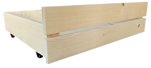 Lermowood Palettenbett M2 2 x Bettschubladen Natur 40cm | Bettkästen Holzbett kisten Massivholzbett