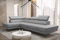 Ecksofa Emporio MINI 300x180 cm aus Echtleder – modernes Ledersofa mit verstellbaren Kopfstützen, silbernen Füßen – Eckcouch Links oder rechts wählbar – Premium Design Sofa (Hellgrau, Links)