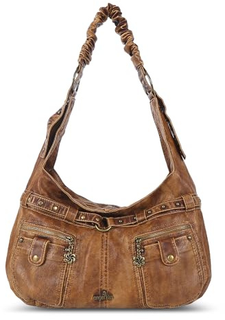 Angel Kiss - Große Hobo-Taschen für Damen, Veganes Leder, Schultertasche mit Mehreren Fächern, Designer-Handtasche mit Nieten
