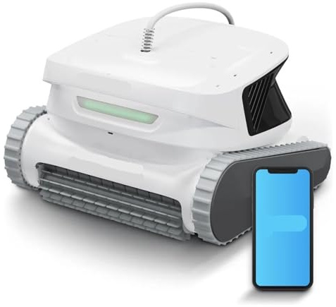TIEOAXFT Robot Nettoyeur de Piscine Filaire 4, aspirateur for piscines Hors Sol creusées, Panier filtrant 4,1 L, Ligne de flottaison for Mur de Sol