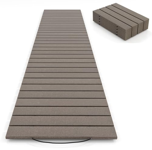 RELAX4LIFE Allée de Jardin Déroulante 242CM, Chemin de Jardin Décorative | Poignée de Transport, Connexion Métallique, Surface Antidérapante pour Mariage Fête Cour Plage (242x43cm)