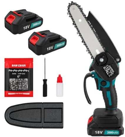 Akku Kettensäge mit 18V 3000mah Akku,550W Handkettensäge Klein,Motorsäge,Astkettensäge,Batteriebetriebene 6 Zoll Mini-Kettensäge zum Holzschneiden und Baumbeschneiden