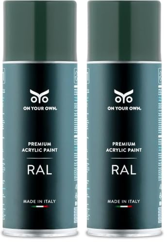 OYO - Spray Vernice Acrilica Verde Muschio Lucido 400ml per Progetti Fai-da-Te - Bomboletta Spray per Uso Multiplo (1, RAL 6005) - On Your Own (Confezione da 2)