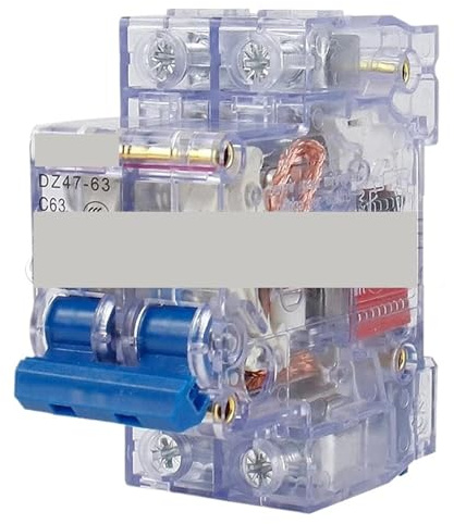 Mini disjoncteur basse tension DZ47-63 1P 2P 3P 4P 63A, coque transparente 6Ka, interrupteur unipolaire à Air, 16A 32A 25A 6A 40A 10A, 1 pièce(2P,32A)