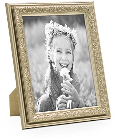 PHOTOLINI Bilderrahmen Antik Silber Nostalgie 10x15 cm Fotorahmen mit Glasscheibe/Kunststoff-Rahmen