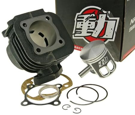 Zylinder 70ccm NARAKU Minarelli stehend kompatibel mit Yamaha BWs Bump 50cc | Minarelli AC, Grauguss, Bohrung 48,5mm, Kolbenbolzen 10mm; kompatibel mit Yamaha Spy, Slider, Zuma, Target, Beluga, Mint, CT