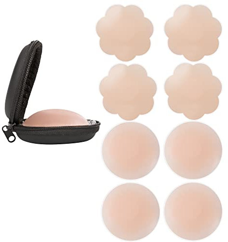XJSGS Nipple Covers,Nipple Pasties Invisible,Silicone Nipple Cover Reusable Adhesive Nipple Stickers(4pairs)