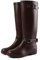 tqgold Stivali di gomma da donna a gambo lungo, con chiusura lampo, tacco leggero, moderno, Eva Wellington, marrone, 40 EU