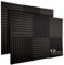 JBER 12 Pack Acoustic Foam Panels, 1 X 12 X 12 Studio Soundproofing Wedges Fire Resistant Sound Proof Padding Acoustic Treatment Foam (Black)