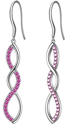 Aurora Tears Infinity Symbol Ohrstecker Elegante Damen 925 Sterling Silber Red Drops Haken Ohrringe mit CZ Schmuck Geschenke für Frauen DE0062R
