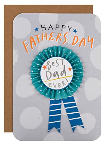 Hallmark Große Vatertagskarte für Papa – modernes Rosetten-Design mit abnehmbarem Abzeichen