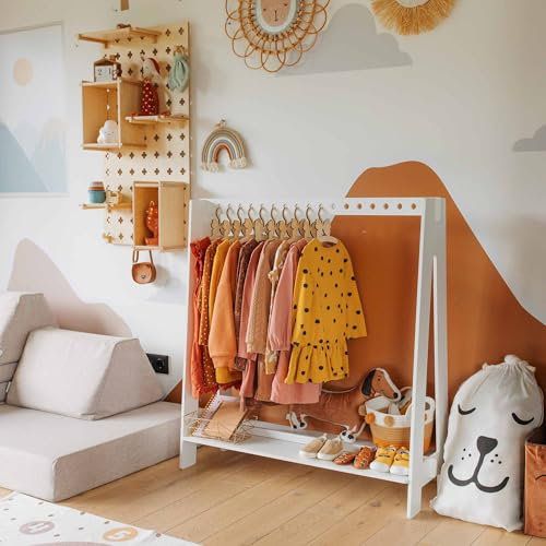 Sweet Home From Wood Kinderkleiderschrank – Holzkleiderständer für Kinder – DIY Dressing Möbel offener Schrank für Kinder einfach zu montieren (weiß)