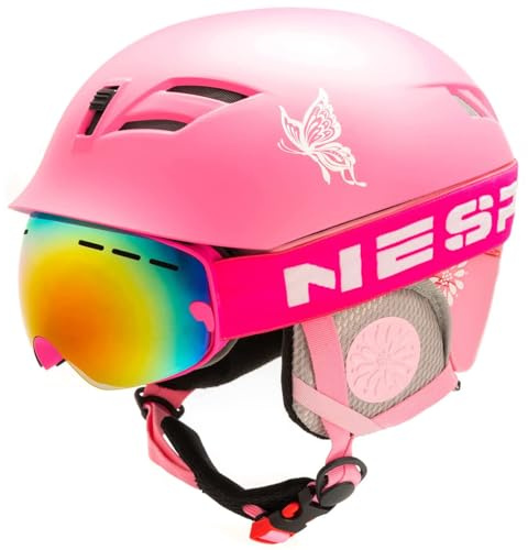 Natuway Kids and Toddlers Ski Helmet Snowboard Helmet and Goggles Combo Comfort Safty and Very Lightweight ASTM Certified for Boys,Girls and Young Skiers