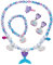 ASTER Meerjungfrau Schmuck Set für Mädchen Schmucksets, Meerjungfrau Kinderschmuck Enthalten Halskette, Ringe, Armbänder, Ohrring, für Kinder Mädchen Party Geburtstaggeschenk