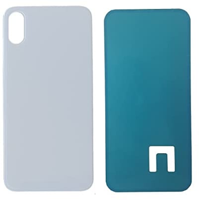 DHLK® Rückseite Glas Akkudeckel Ersatz kompatibel mit iPhone XS - Rückglas KEIN Logo (Silber)
