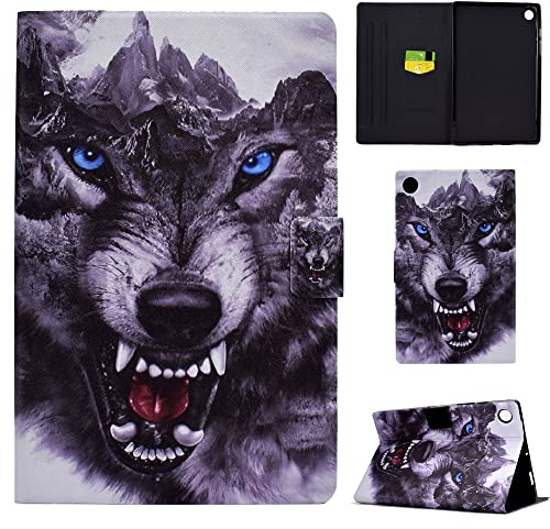 CASAFUNY Funda para Samsung Galaxy Tab A8 2022/2021 Protectora Carcasa Cover Galaxy Tab A8 10.5 con Auto-Sueño/Estela para Samsung Galaxy Tab A8 SM-X200/SM-X205/SM-X207, Perro Lobo