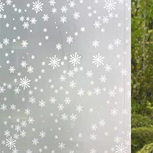 EXQUILEG Fensterfolie Dekofolie Privatsphäre Schneeflocke Muster Sichtschutzfolie Statisch haftenden Glasaufkleber Ohne Klebstoff Milchglasfolie (45cmx200cm)