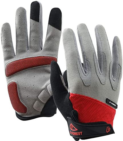 B-Forest Fahrradhandschuhe Vollfinger-Rennradhandschuhe für Männer und Frauen Mountainbike-Handschuhe - rutschfeste 5 mm Gel-Pad Stoßdämpfende MTB-Motorradhandschuhe (Rot, XL)