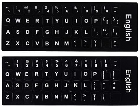 Hileyu Englisch-Tastatur Ersatzaufkleber Tastaturaufkleber UK Nicht Transparent Schwarze Aufkleber mit Weißen Buchstaben Computer Tastatur Laptop Desktop Notebook Aufkleber English
