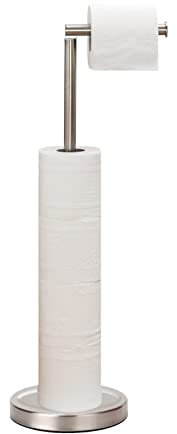 Toilettenpapierhalter Ständer, Rostfrei & Schwerer Edelstahlboden, Stabil Freistehend für 5 Toilettenpapierrollen Max (Gebürstetes Nickel)