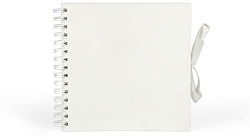 Fotoalbum, mittelgroß, Weiß, 100 Seiten/50 Blatt, 200 g/m², quadratisches Sammelalbum mit Bandverschluss, ideal für Scrapbooking, Kunst, Handwerk und Heimwerker (20 x 20 cm)