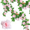 Ashuxxn 4 Stück Künstlich Rosen Blumengirlande Kunstblumen Hängend Rebe Künstliche Rosen Girlande Künstliche Blume Girlanden für Zuhause Wand Hochzeit Bogen Dekor 240cm, 9 Blumen (Rosa)