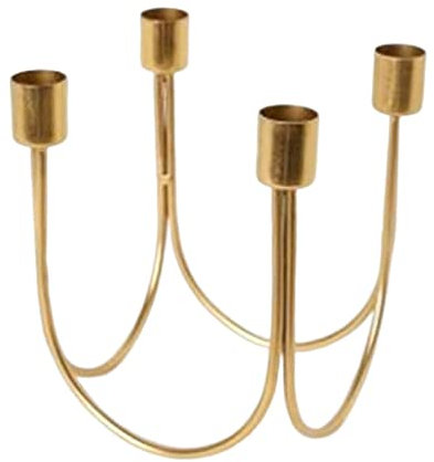 kowaku 4-Armiger Kerzenhalter aus Metall, Kandelaber, Kerzenständer, Kerzenhalter für Zuhause, Einweihungsparty, Esstisch, Jubiläum, golden