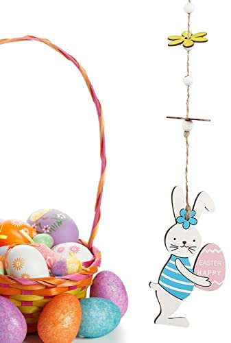 Osterhase Baumschmuck | Osterhase 2D Holz hängende Ornamente | Osterparty Supplies Hängende Anhänger Autozubehör, Wandkunst