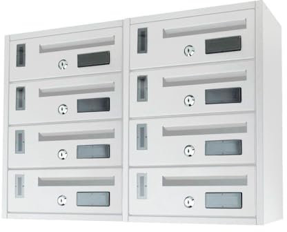 La zappa Cassetta postale condominiale da muro buca lettere componibile Made in Italy (Bianco, 8 Posti)