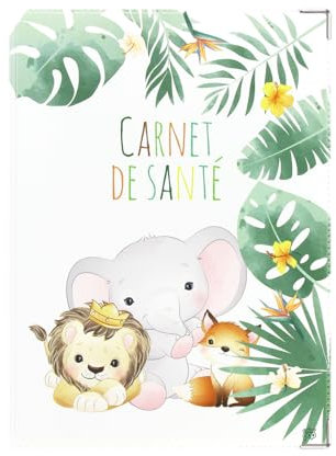 Color Pop® Custodia per libretto sanitario per bambini – Fabbricazione francese – PVC stampato – Per libretto sanitario, ordinanze... – 22 x 16 cm (Stampa Safari)