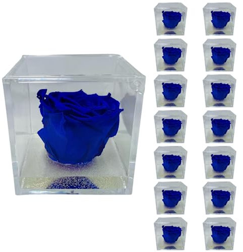 PremiumRose 15 Cubi Rosa Blu Stabilizzata e Profumata da 6 cm con Rosa Eterna Vera, Idea Regalo Mamma, Fidanzata, Amica, Idea Regalo per Compleanno, Laurea, Matrimonio, Made in Italy (15 Pezzi)