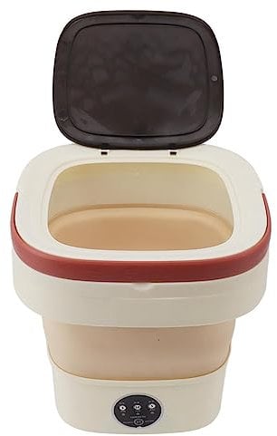6L Tragbare Mini-Eimer-Waschmaschine, Faltbar, Automatische Mini-Waschmaschine mit Sanftem Schleudern, 100-C240 V (Milchkaffeefarbe)