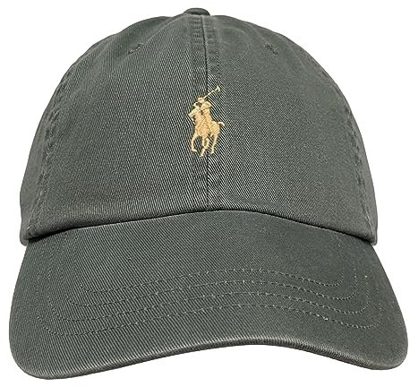 POLO RALPH LAUREN Herren-Chino-Ballmütze aus Baumwolle, Denimgrün (cremefarbenes Pony), Einheitsgröße