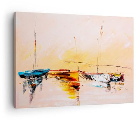 ARTTOR Bilder auf Leinwand Boote Segelboote Stück Leinwandbild 70x50cm Wandbilder Dekoration Wohnzimmer Schlafzimmer Küche Deko Klein Wanddeko Bild Wand Kunstdruck Art Wall Decor Canvas AA70x50-5892