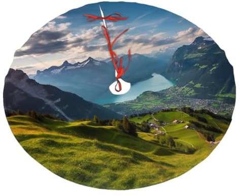Weihnachtsbaumröcke mit Schweiz-Alpen-Druck, traditioneller Weihnachtsbaumteppich, weich, groß, Weihnachtsbaumdecke, Matte für Urlaub, Party, Weihnachtsdekorationen, drinnen und draußen, 91,4 cm
