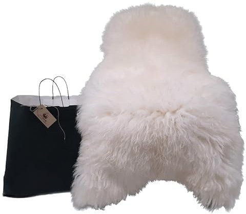 LOVIN Birds HANDGEFLOCHTENE KORBWAREN Schaffell 130-140cm Weiss XXL Echt Sehr Groß Lammfell ökologische gegerbt Fell Bio Merino