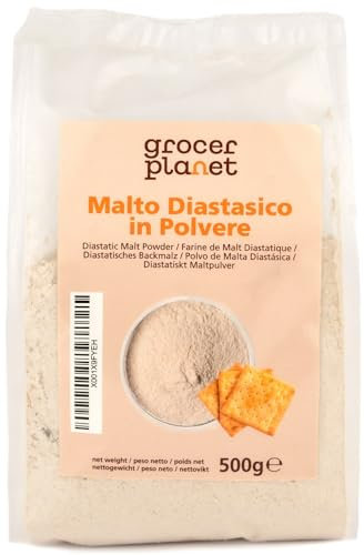 Grocer Planet - Malto Diastasico in Polvere (500g) - Farina di Malto d'Orzo ad Elevato Potere Diastasico | Made in Italy