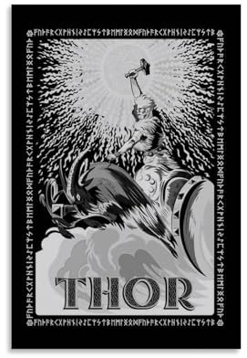EVMILA Poster Thor, Wikinger, nordischer Gott, dekoratives Gemälde, Leinwand, Wandposter und Kunstdruck, moderne Familienschlafzimmer-Dekoration, Poster, 20 x 30 cm
