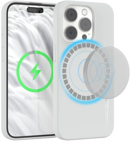 EAZY CASE - Silikonhülle kompatibel mit iPhone 15 Pro Hülle mit Qi Charging Silikon Case weich stoßfeste Handyhülle Schutzhülle Kameraschutz Dünn Schutz Cover TPU Bumper in Weiß