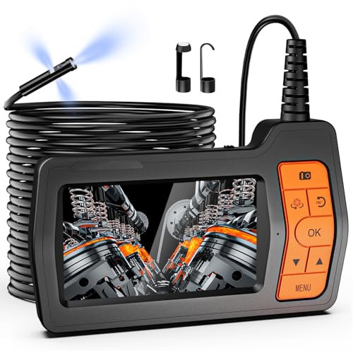 Kriogor Triple Lens Inspection Camera 50FT, 1080P HD IPS Screen 5'' Endoscope with Lights, Waterproof Drainage Borescope for Sewer Pipe Plumbing Snake Semi-rigid Cable
