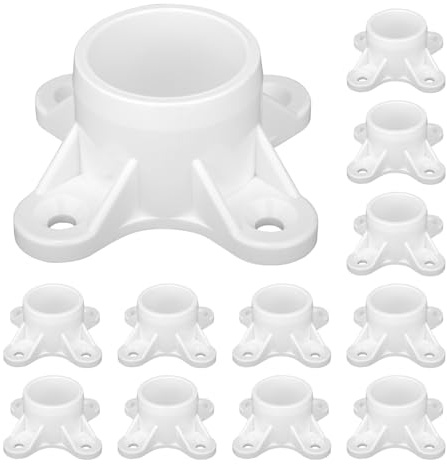12 Packs PVC Flange for 1 PVC Pipe, Table Screw Caps Fittings for DIY Rod Holder Projects, Making Storage Shelves, Support Feet