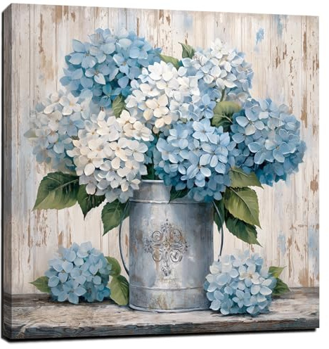 LAIART Blue Hydrangea Wall Art