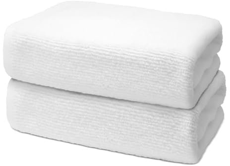 2 er Set Badetücher 90x180 cm | Handtücher Groß | Frottee Weich & Flauschig | 100% Baumwolle | Saunahandtuch Saunatuch Badehandtuch Duschtuch XXL | 500 g/m² | Oeko-Tex | Ôhm | Weiß