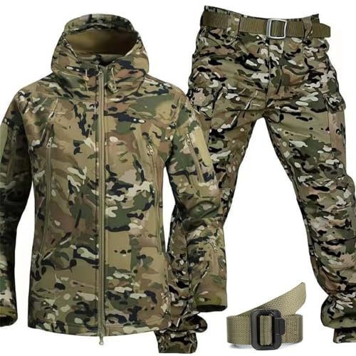 MHNFGDSE Hommes Tactique Uniformes Militaire Étanche Armée Combat Costume Ensembles Camouflage Softshell Veste Pantalon Chasse Vêtements ACU Treillis Militaire Hunting Clothing Homme,A,L