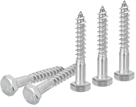 DTGN M6x40mm Hex Lag Bolts -20 Pack - for Woodworking, Furniture - 304 Stainless Steel Partial Thread Hexagon Head Lag Screws for Wood - Silver