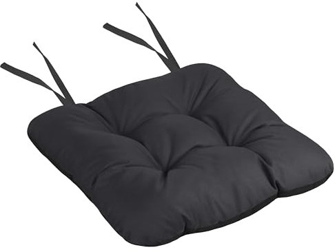 Domarex Gartenstuhlkissen Silla 50x50 cm - Wasserdichtes Kissen für den Gartenstuhl Sitzkissen an Stuhl fesselt - Hochwertiger Polyester - weiches Stuhlkissen mit Bändern - Graphit